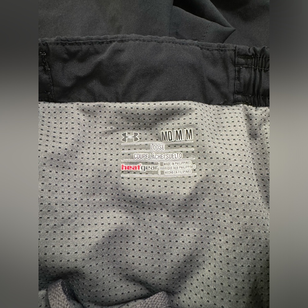 Under Armour Heat Gear Shorts Loose Fit Lined Zipper Pocket Black Men's Medium - Picture 7 of 8